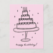 お誕生日ケーキの遊び心あふれるスケッチ・落書き ポストカード (正面)