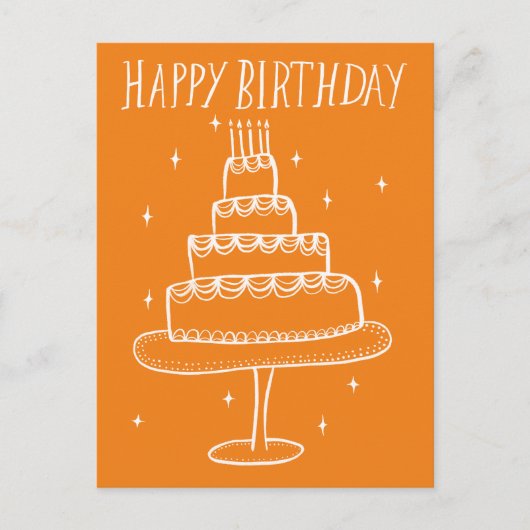 お誕生日ケーキの遊び心あふれるスケッチ・落書き ポストカード (正面)