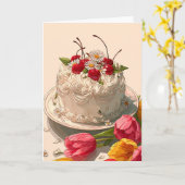 お誕生日ケーキの願いカード カード (黄色い花)