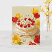 お誕生日ケーキの願いカード カード (黄色い花)