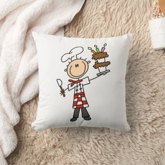 お誕生日ケーキを持つシェフ クッション (ブランケット)