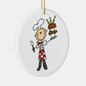 お誕生日ケーキを持つシェフ セラミックオーナメント (右)