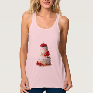 お誕生日ケーキアートデザインTシャツ タンクトップ