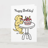 お誕生日ケーキイエローラブラドール漫画プレーン カード (正面)