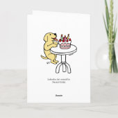 お誕生日ケーキイエローラブラドール漫画 カード (裏面)