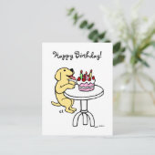 お誕生日ケーキイエローラブラドール漫画 ポストカード (スタンド正面)