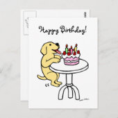 お誕生日ケーキイエローラブラドール漫画 ポストカード (正面/裏面)