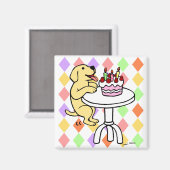 お誕生日ケーキイエローラブラドール漫画 マグネット (正面/裏面)