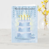 お誕生日ケーキイタリアン及びキャンドルカード カード (黄色い花)