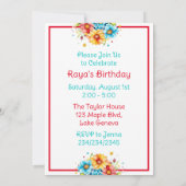 お誕生日ケーキイラストレーションガールズバースデーパーティー 招待状 (裏面)