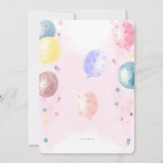 お誕生日ケーキイン水彩招待状 招待状 (裏面)