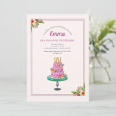 お誕生日ケーキウィズキャンドル招待状 招待状 (スタンド正面)