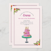 お誕生日ケーキウィズキャンドル招待状 招待状 (正面/裏面)