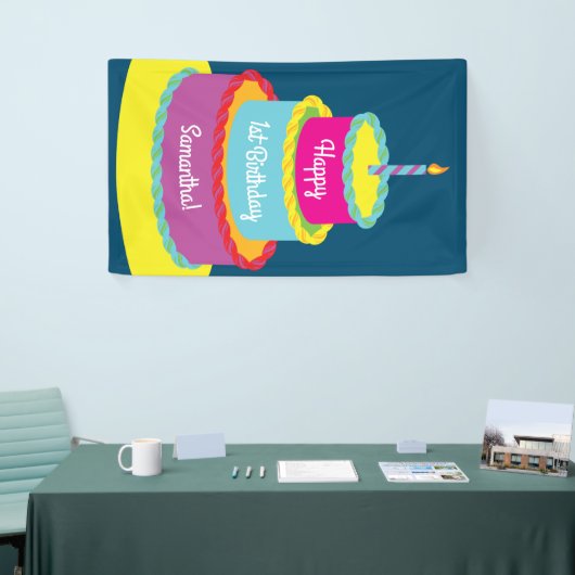 お誕生日ケーキカカラフルウト第1パーティーテーマ 横断幕 (トレードショー)