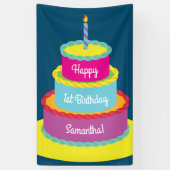 お誕生日ケーキカカラフルウト第1パーティーテーマ 横断幕 (縦)