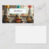 お誕生日ケーキカスタムと帽子を持つ亀 プレイスカード (正面/裏面)