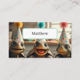 お誕生日ケーキカスタムと帽子を持つ亀 プレイスカード