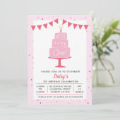 お誕生日ケーキガールズ1歳の誕生日の招待状 招待状 (スタンド正面)
