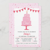 お誕生日ケーキガールズ1歳の誕生日の招待状 招待状 (正面/裏面)