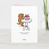 お誕生日ケーキキツネレッドラブラドールカートゥーンプレーン カード (裏面)