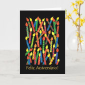 お誕生日ケーキキャンドルカード、ポルトガル語あいさつ カード (黄色い花)