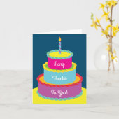 お誕生日ケーキキュイカラフル第1パーティーテーマ カード (黄色い花)