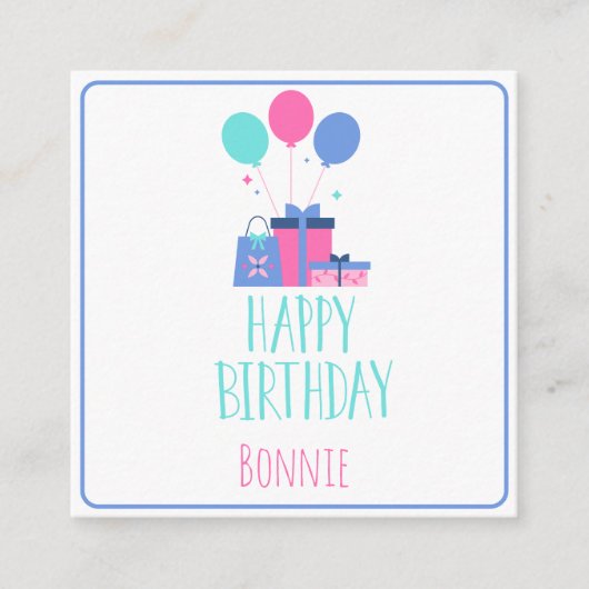 お誕生日ケーキギフトエンクロージャカード – パーソナライズされた エンクロージャーカード (正面)