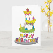 お誕生日ケーキグリーティングカード カード (黄色い花)