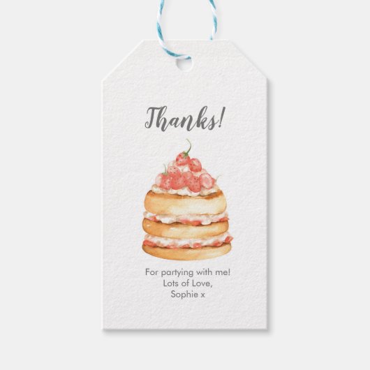 お誕生日ケーキサンキューラベル |メッセージカード ギフトタグ (正面)