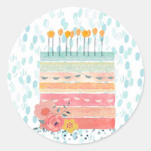 お誕生日ケーキシール ラウンドシール (正面)