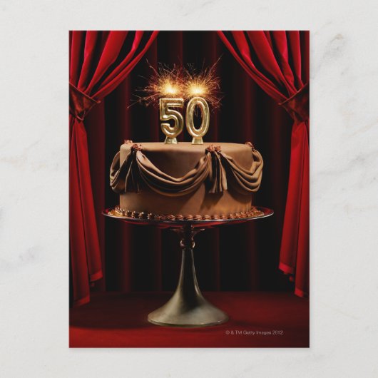 お誕生日ケーキステージ50番ろうそく ポストカード (正面)