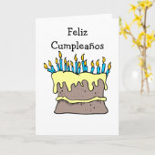 お誕生日ケーキスペインの誕生日カード カード (黄色い花)