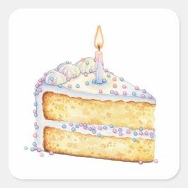 お誕生日ケーキスライスステッカー スクエアシール
