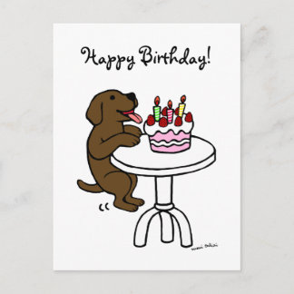 お誕生日ケーキチョコレートラブラドール漫画 ポストカード
