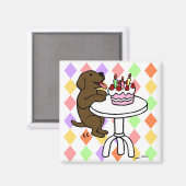 お誕生日ケーキチョコレートラブラドール漫画 マグネット (正面/裏面)