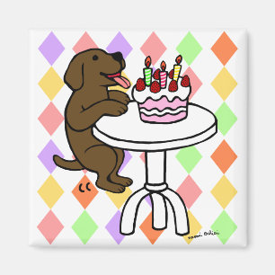 お誕生日ケーキチョコレートラブラドール漫画 マグネット