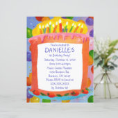 お誕生日ケーキテーマバースデーパーティ招待状 (スタンド正面)