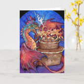 お誕生日ケーキドラゴン カード (黄色い花)