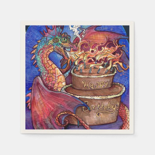お誕生日ケーキドラゴン スタンダードカクテルナプキン (正面)