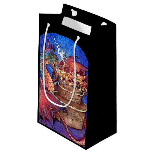 お誕生日ケーキドラゴン スモールペーパーバッグ (正面アングル)