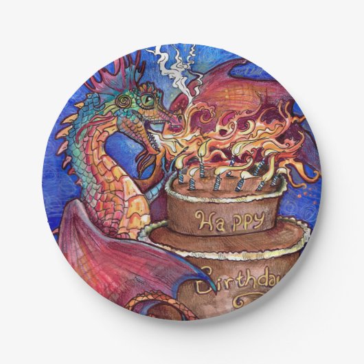 お誕生日ケーキドラゴン ペーパープレート (正面)