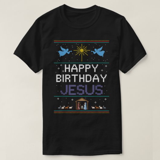 お誕生日ケーキハッピーバースデーイエスクリスチャン女性 Tシャツ (デザイン正面)