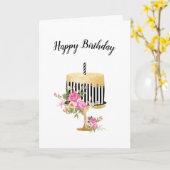 お誕生日ケーキハッピーバースデーカード カード (黄色い花)