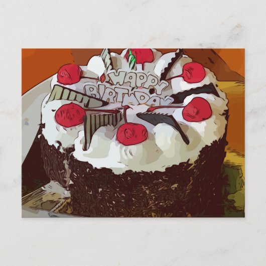 お誕生日ケーキハッピーバースデー(赤さくらんぼ) ポストカード (正面)