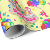 お誕生日ケーキバルーンの名前の年齢のパーソナ転がライズ ラッピングペーパー (ロールコーナー)