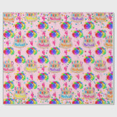 お誕生日ケーキバルーンの名前を年齢転がWに合わせる ラッピングペーパー (フラット)