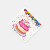 お誕生日ケーキバルーン及び紙吹雪紙ナプキン スタンダードカクテルナプキン (角)