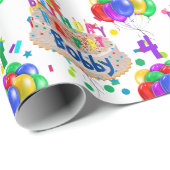 お誕生日ケーキバルーン少年の年齢をパーソナライズ ラッピングペーパー (ロールコーナー)