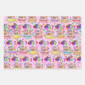 お誕生日ケーキバルーンAGE GIRLSという名前を追加 ラッピングペーパーシート (正面3)