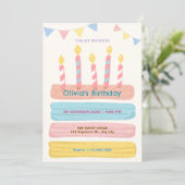 お誕生日ケーキパステルカラー 招待状 (スタンド正面)